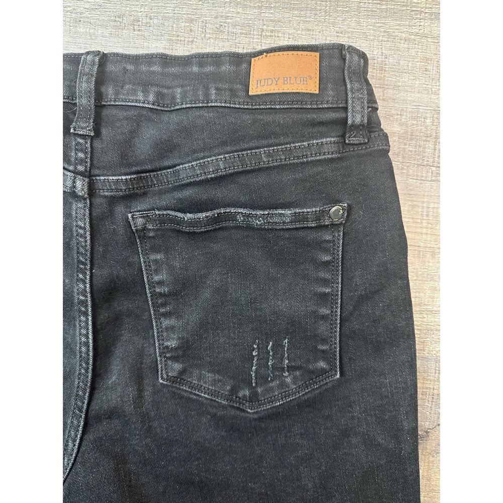 Judy Blue Black Denim Shorts Frayed Tulip Hem Size Large Style# JB15265BK - Picture 9 of 10